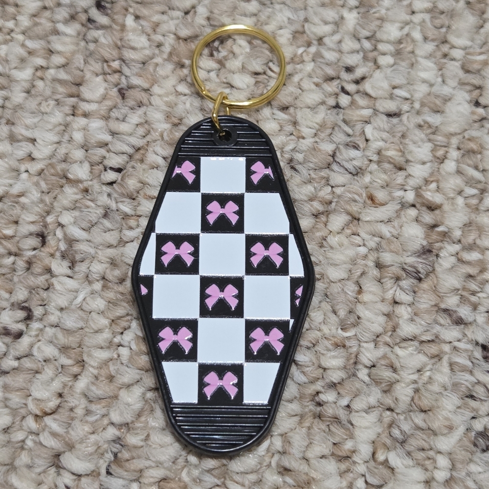 Hand Crafted Pink and Black Key & Card Holder